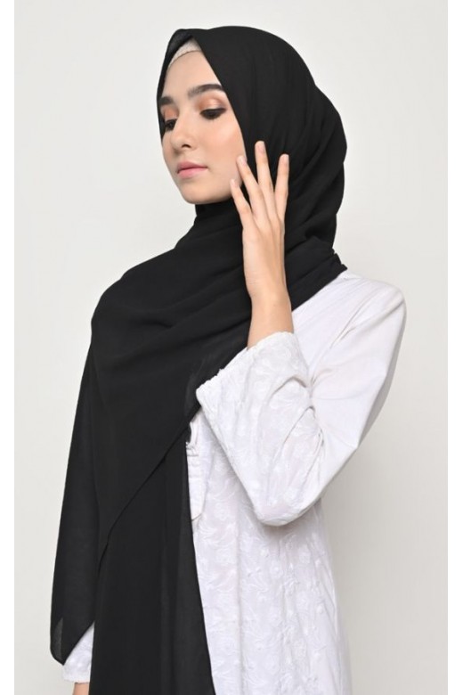 Pasmina Cerutti Baby Doll Jahit Tepi Black